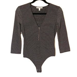 Express striped thong body suit size S/P